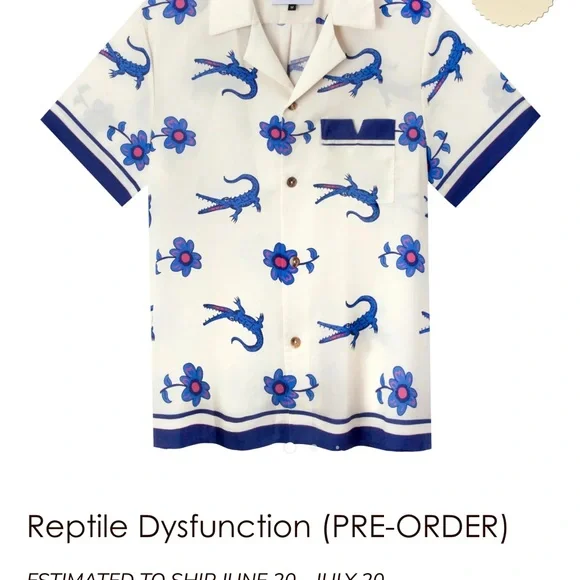 As seen on White Lotus! Tombolo’s Reptile Dysfunction shirt. Backordered online - Picture 3 of 9